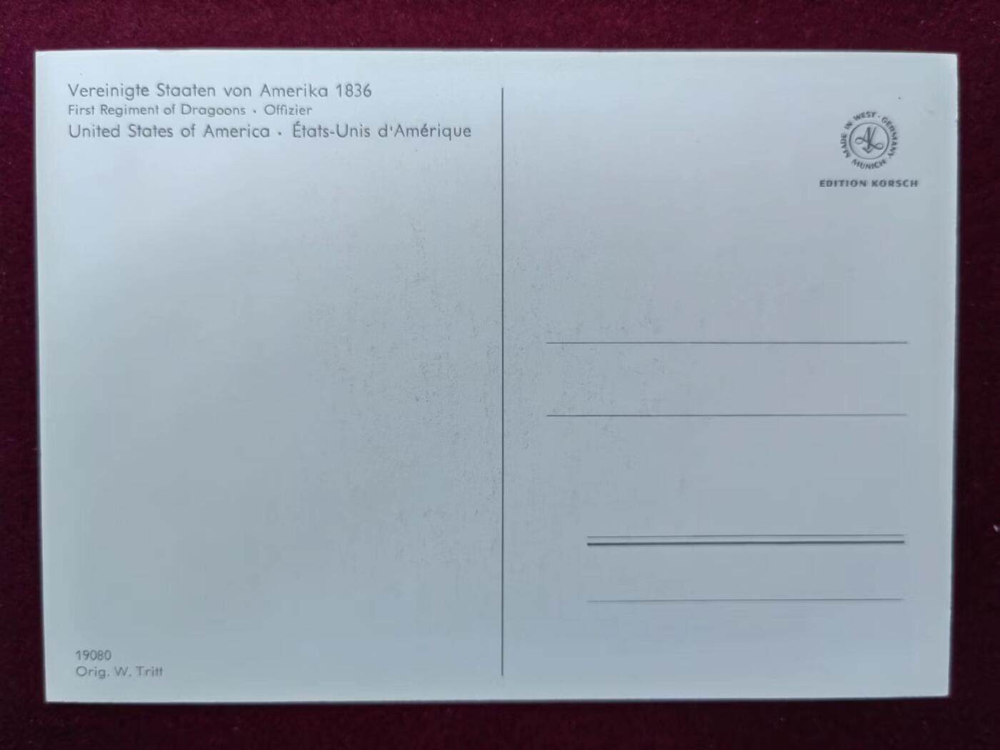 联合阁邮币社™ ——“多国明信片专场” 1836年 美国龙骑兵第一团
