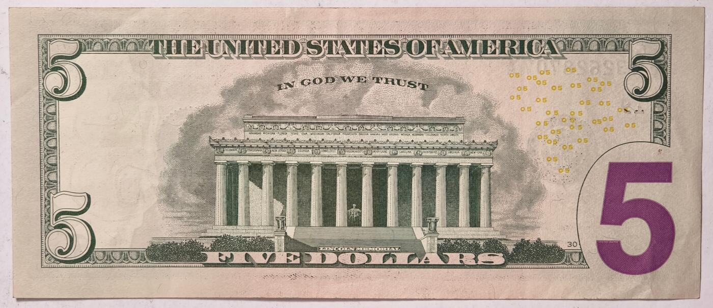 紫瑗钱币——第381期拍卖——纸币场 美国 2017年 I版 A序列 亚伯拉罕·林肯 5美元 彩色版 AU