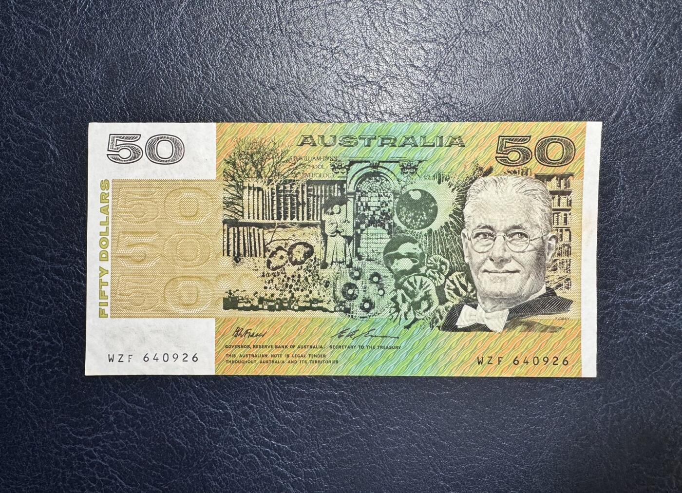 收藏联盟Quantum Auction 第360期拍卖  澳大利亚1973-94年50元 品相如图 青霉素萃取提纯并投入临床应用者 弗洛里