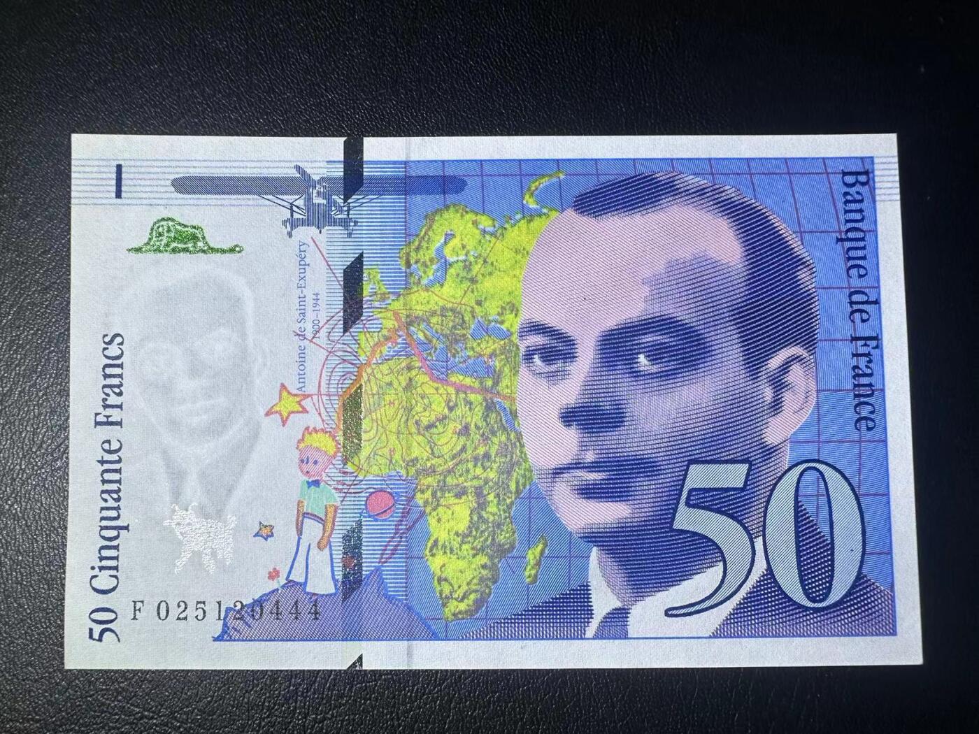 【Blue Auction】✨世界纸币精拍第502期【精】 【444豹子号】法国 1994年50法郎 小王子 UNC