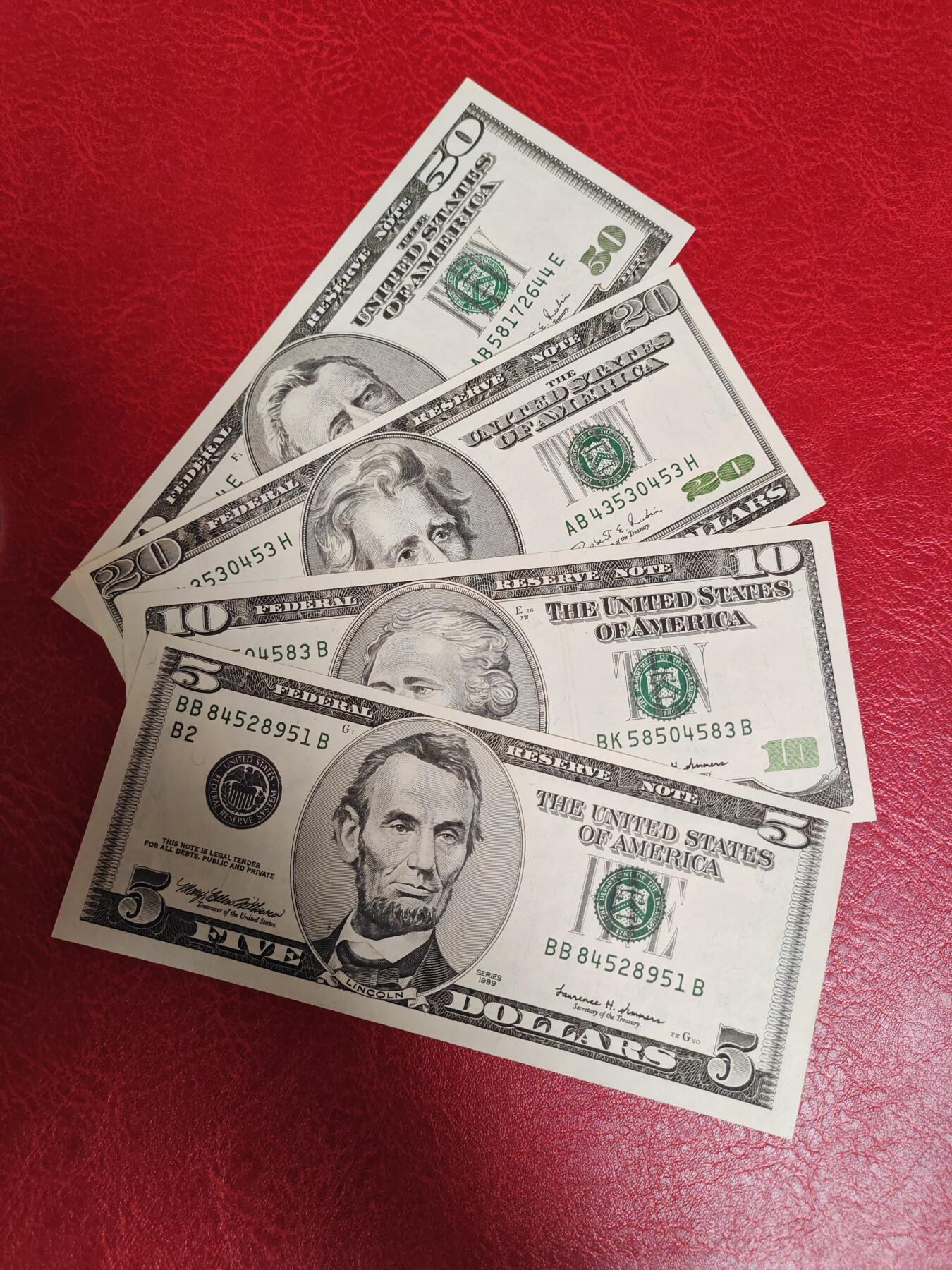 美国 大头版  套币 5-10-20-50美元纸币 全新UNC 美国 大头版  套币 5-10-20-50美元纸币 全新UNC