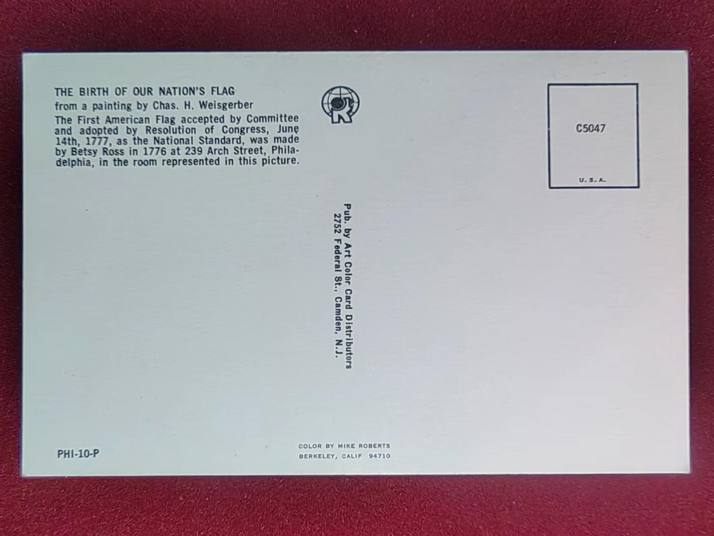 联合阁邮币社™ ——“多国明信片专场” 第一面美国国旗被委员会确认国旗