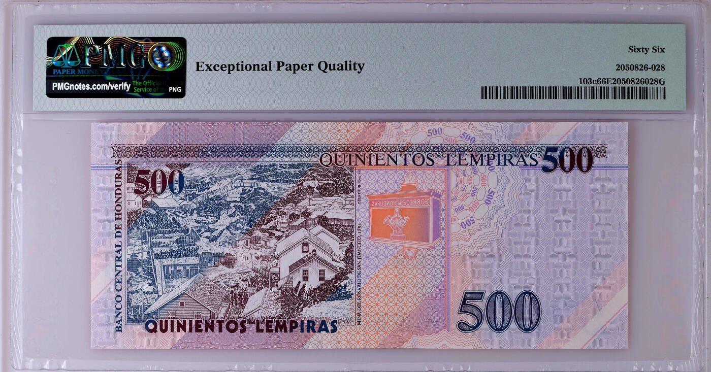 【Blue Auction】✨世界纸币精拍第502期【精】 洪都拉斯 2016年500伦皮拉 PMG66EPQ 