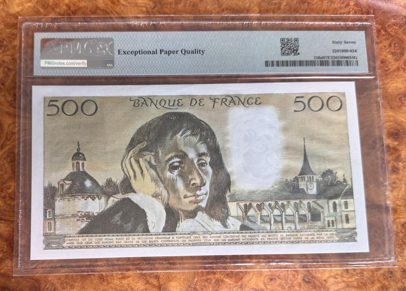 Chase Auction 第30期 - - 外钞、民国钞和人民币混合场！ 1976年法国500法郎，PMG67！