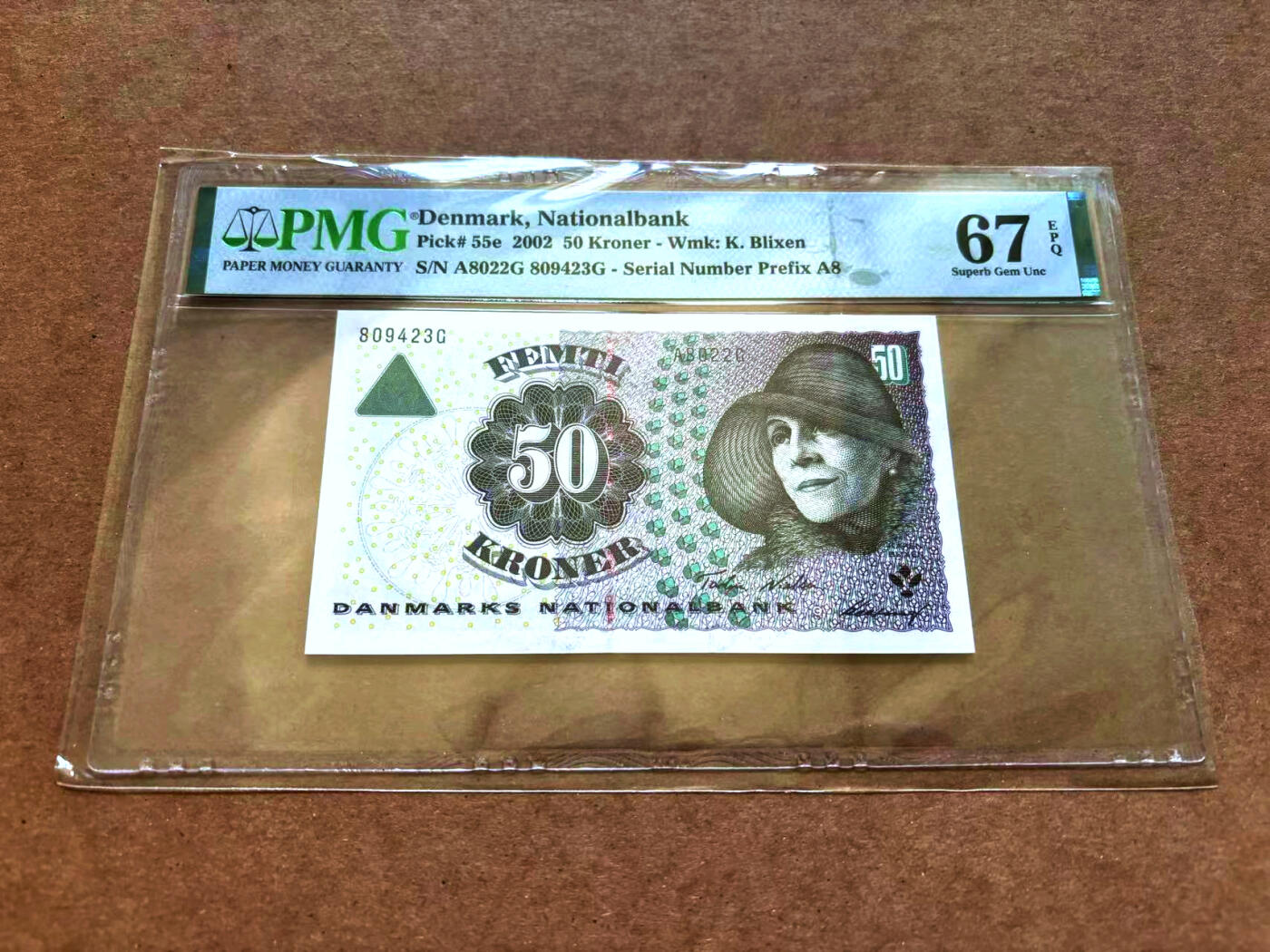 【Blue Auction】✨世界纸币精拍第502期【精】 丹麦 2002年50克朗 PMG67EPQ 高分