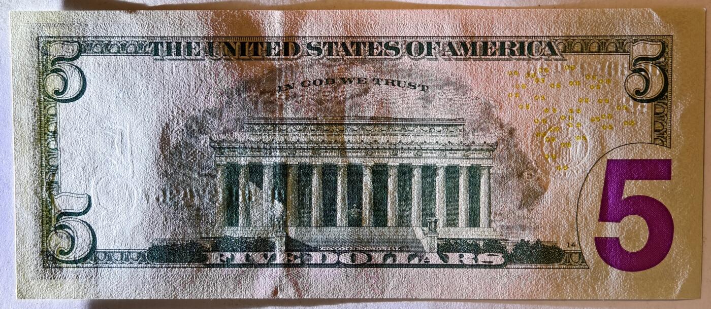 紫瑗钱币——第381期拍卖——纸币场 美国 2021年 E版 无序列 亚伯拉罕·林肯 5美元 彩色版 UNC