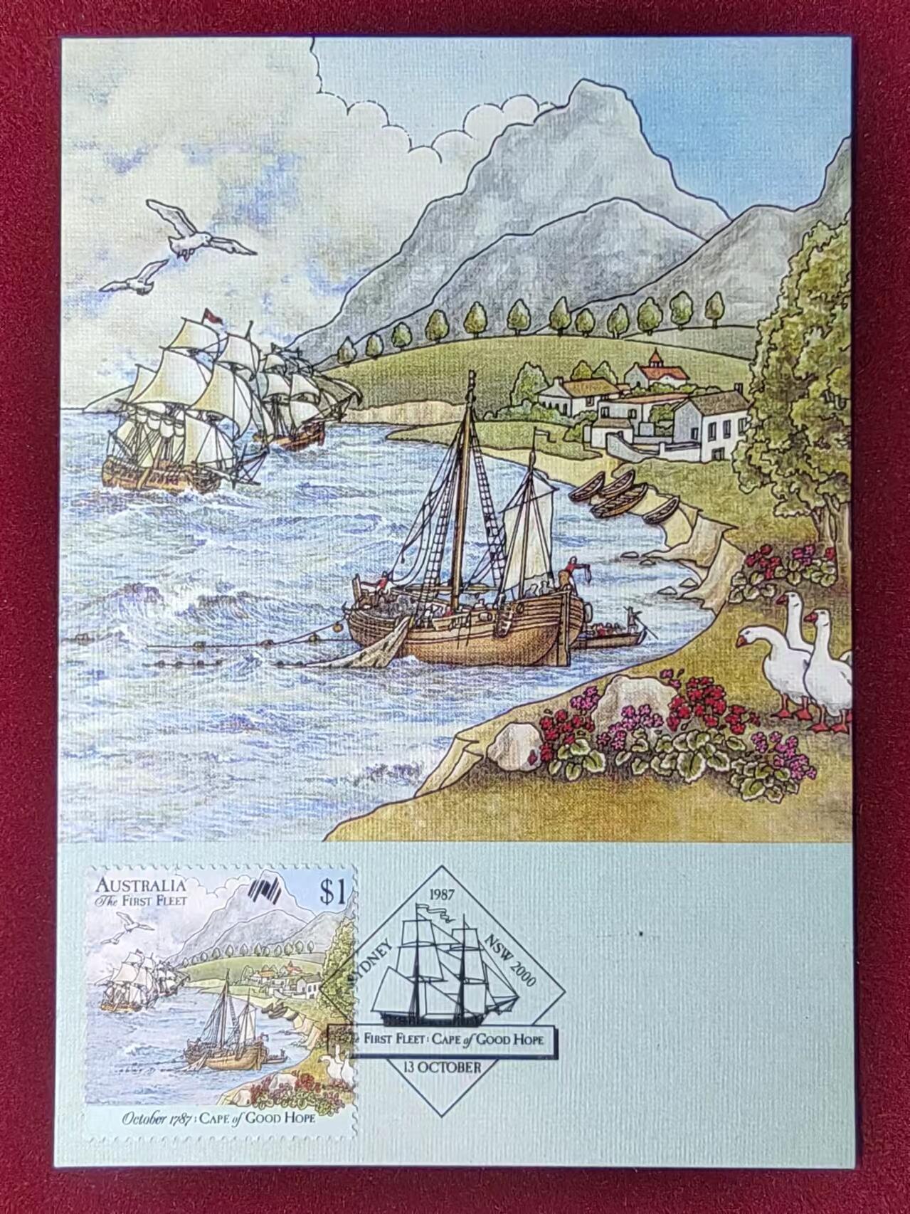 联合阁邮币社™ ——“多国明信片专场” 澳大利亚 第一舰队在桌湾停泊 极限片