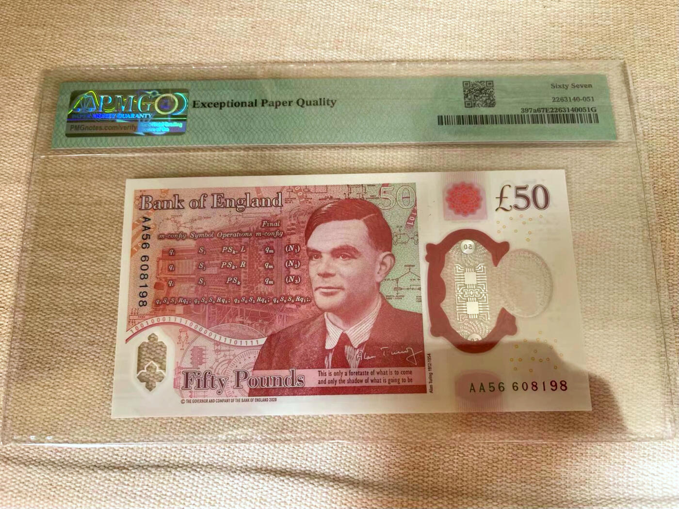【Blue Auction】✨世界纸币精拍第502期【精】 【倒置号】英国 2021年50镑 PMG67EPQ 高分