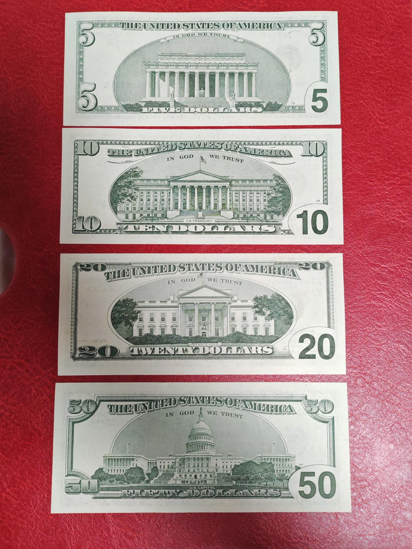 美国 大头版  套币 5-10-20-50美元纸币 全新UNC 美国 大头版  套币 5-10-20-50美元纸币 全新UNC