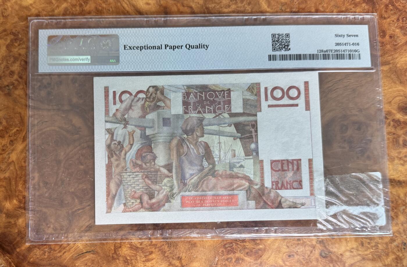 Chase Auction 第30期 - - 外钞、民国钞和人民币混合场！ 1945年法国100法郎，PMG67！