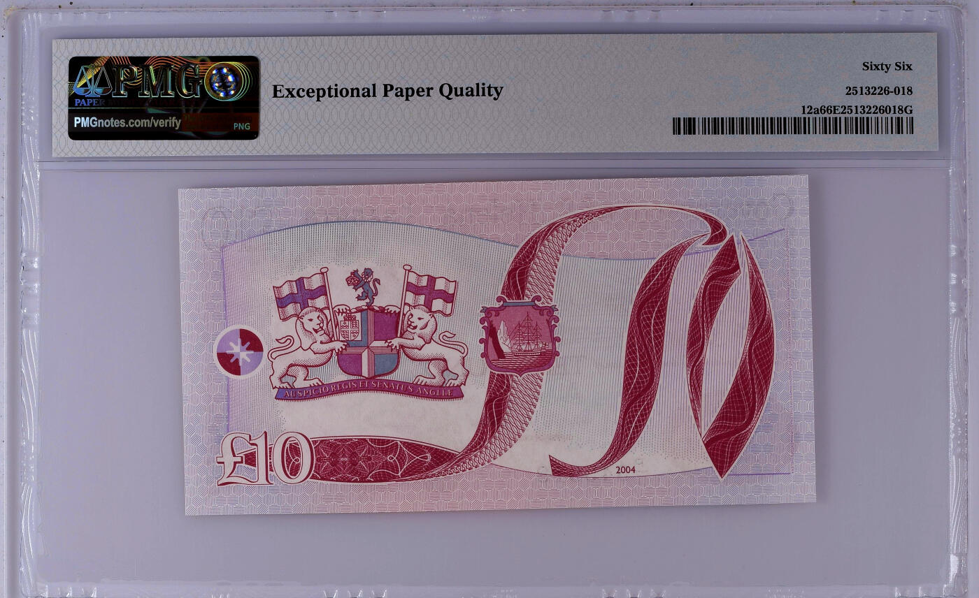 【Blue Auction】✨世界纸币精拍第502期【精】 【P/1首发冠】圣赫勒拿 2004年10镑 女王 PMG66EPQ 