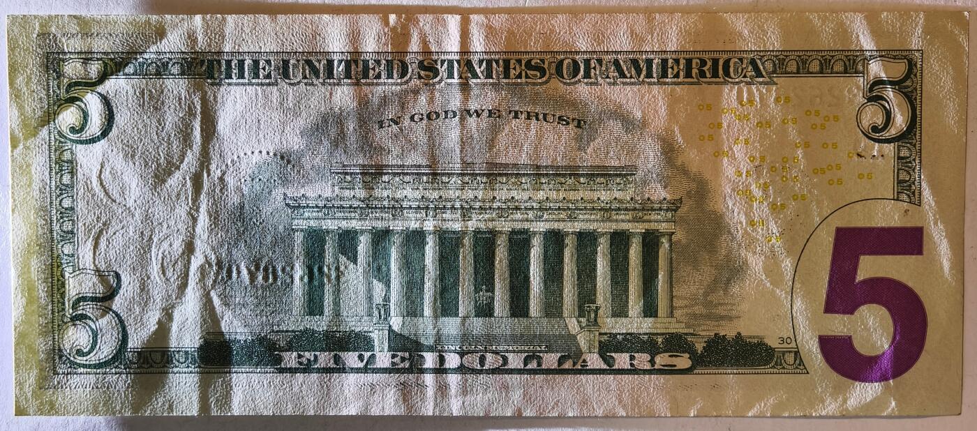 紫瑗钱币——第381期拍卖——纸币场 美国 2017年 I版 A序列 亚伯拉罕·林肯 5美元 彩色版 AU