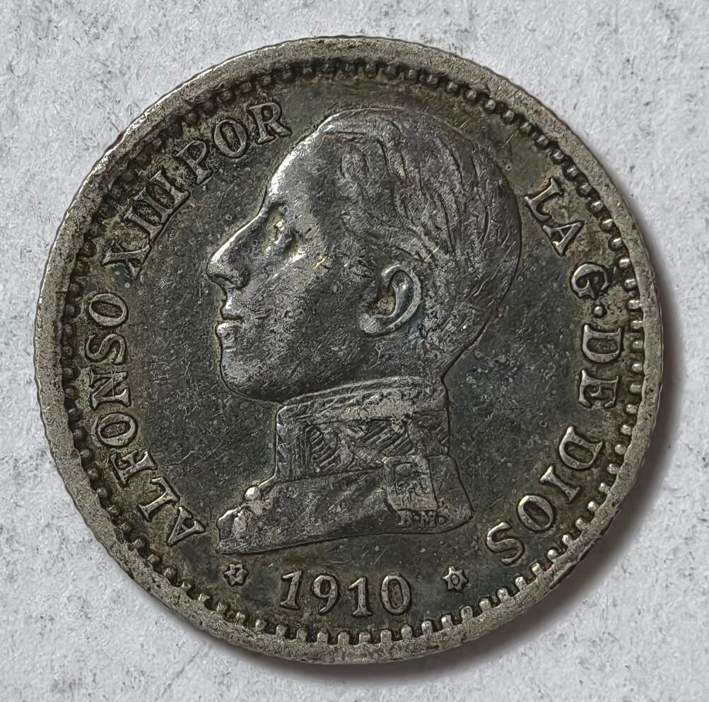 紫瑗钱币——第384期拍卖 西班牙 1910年 阿方索十三世 少年头 50分 2.5克 0.835银