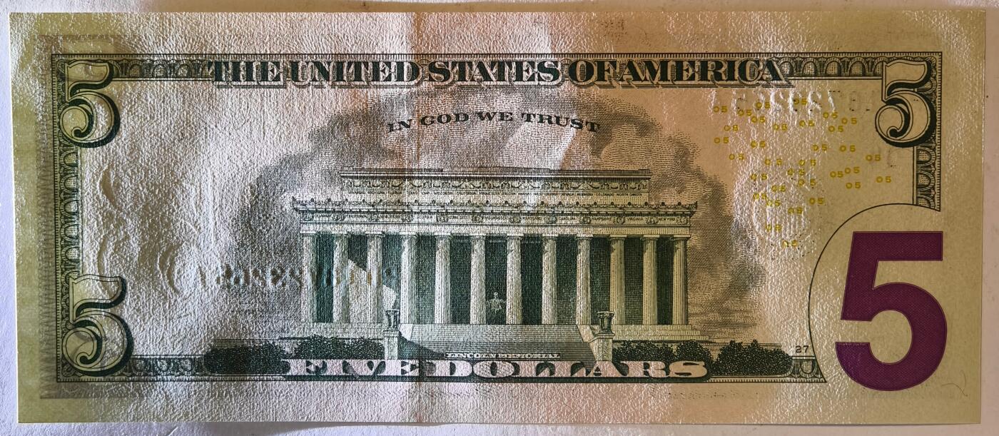 紫瑗钱币——第381期拍卖——纸币场 美国 2017 D版 A序列 亚伯拉罕·林肯 5美元 彩色版 UNC