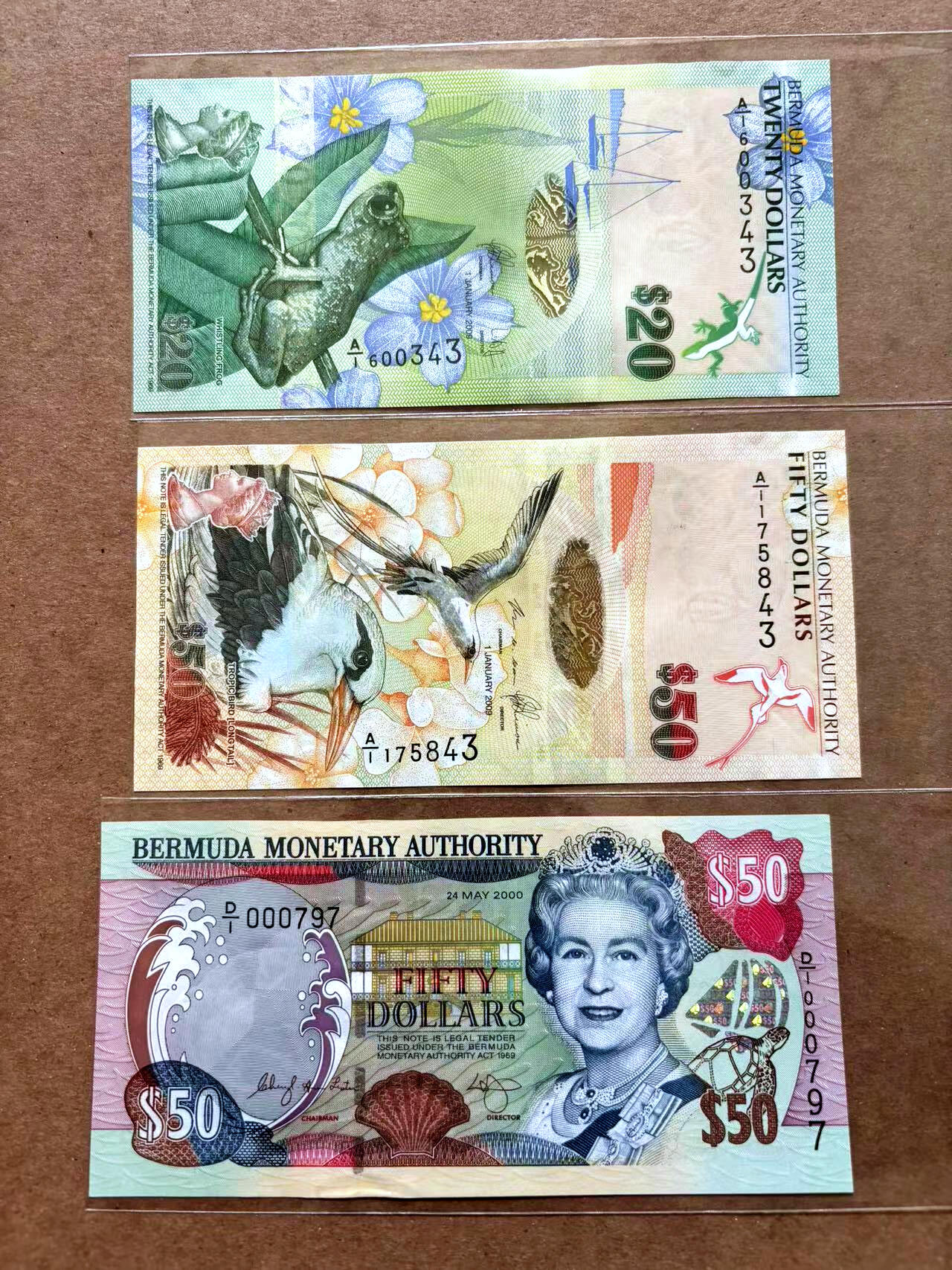 【Blue Auction】✨世界纸币精拍第502期【精】 【一组3张 含百位小号】百慕大不同版本 20-50元一组 全新UNC