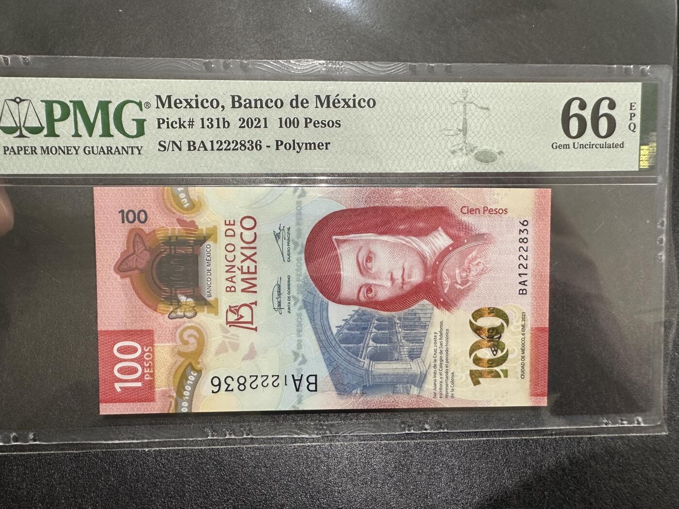 《外钞收藏家》第三百九十四期 2021年墨西哥100比索 PMG66 无47