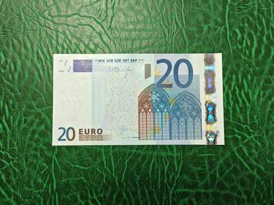 欧盟Euro 2002版 20欧元 纸币 三签 M冠葡萄牙版  全新UNC - 欧盟Euro 2002版 20欧元 纸币 三签 M冠葡萄牙版  全新UNC