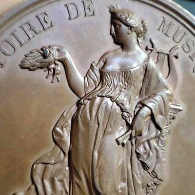 欧洲章牌艺术 周五九点 瑞士音乐节巧克力色铜章 高浮雕，1900前后