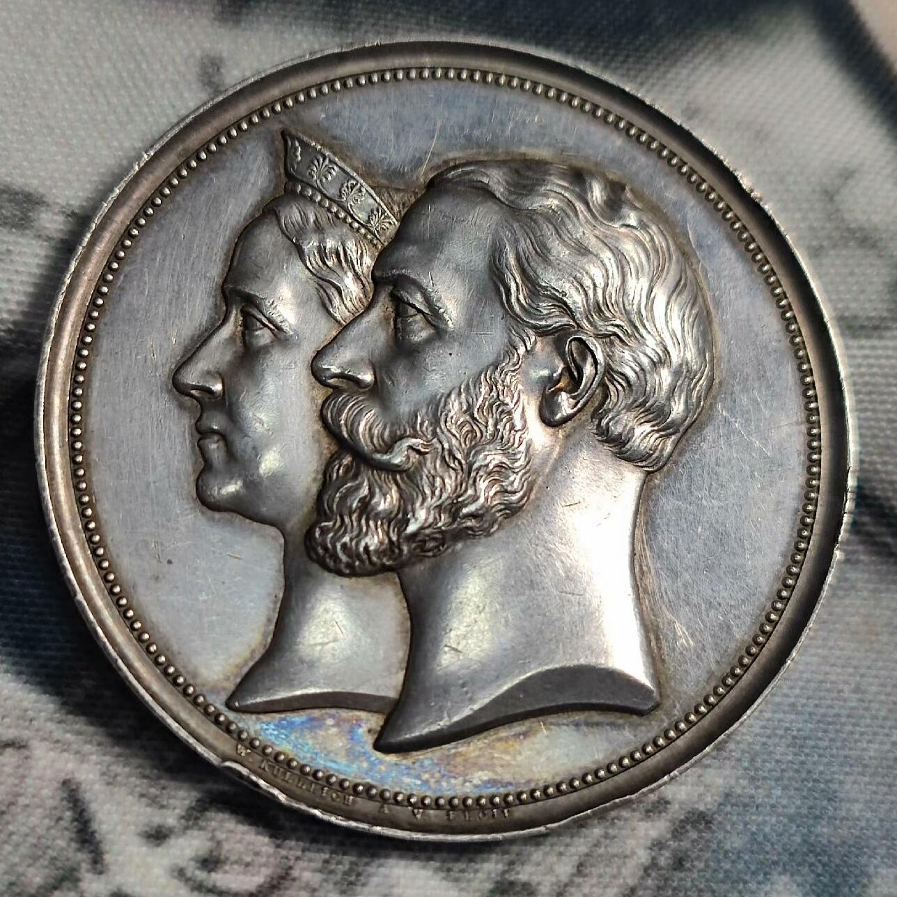 欧洲章牌艺术 周五九点 少见品种1883年德国巴登城市景观大银章