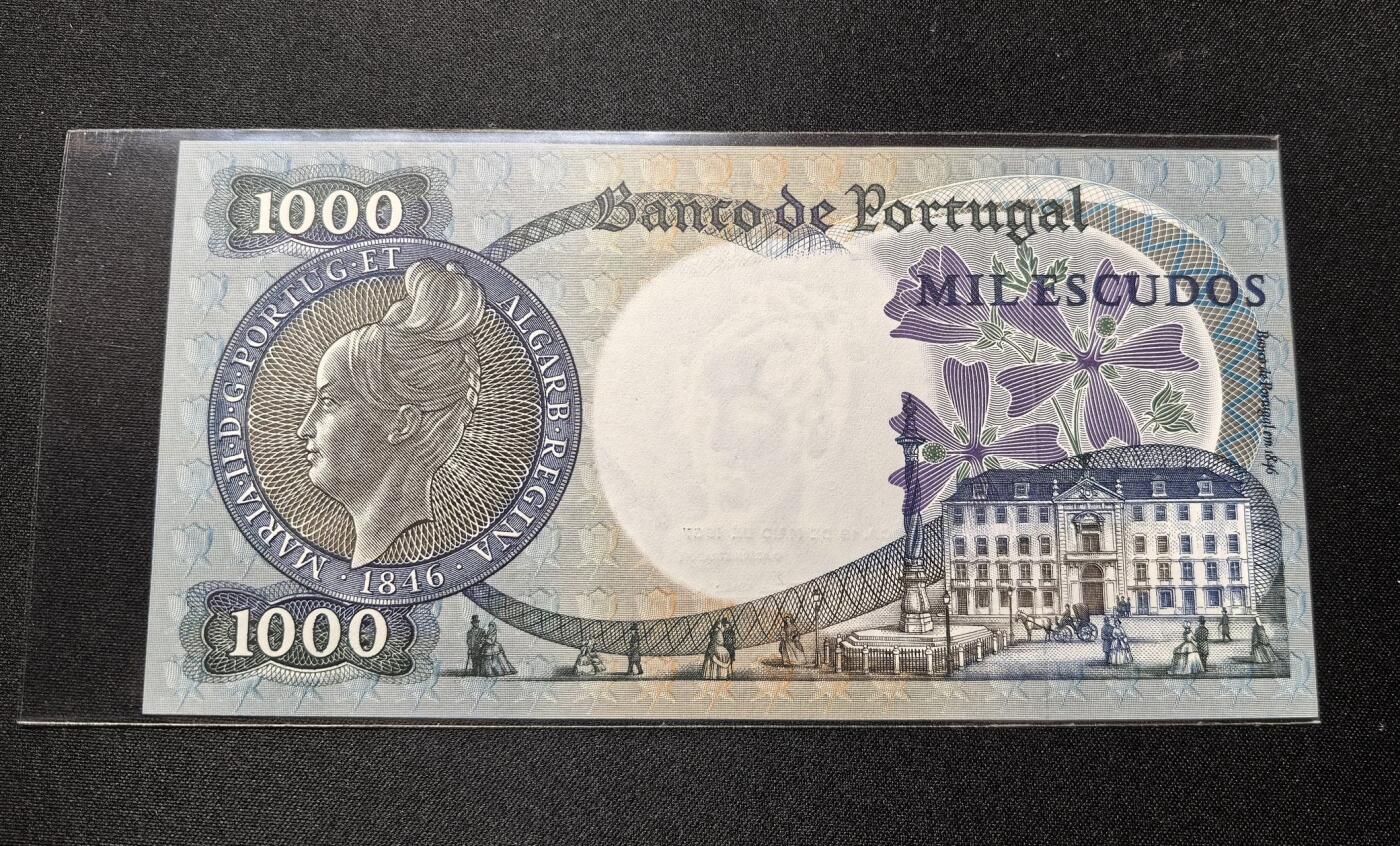 收藏联盟Quantum Auction 第360期拍卖  葡萄牙1967年1000埃斯库多 品相UNC- 号码无4 背面有两个轻微荧光点 JEZ代印