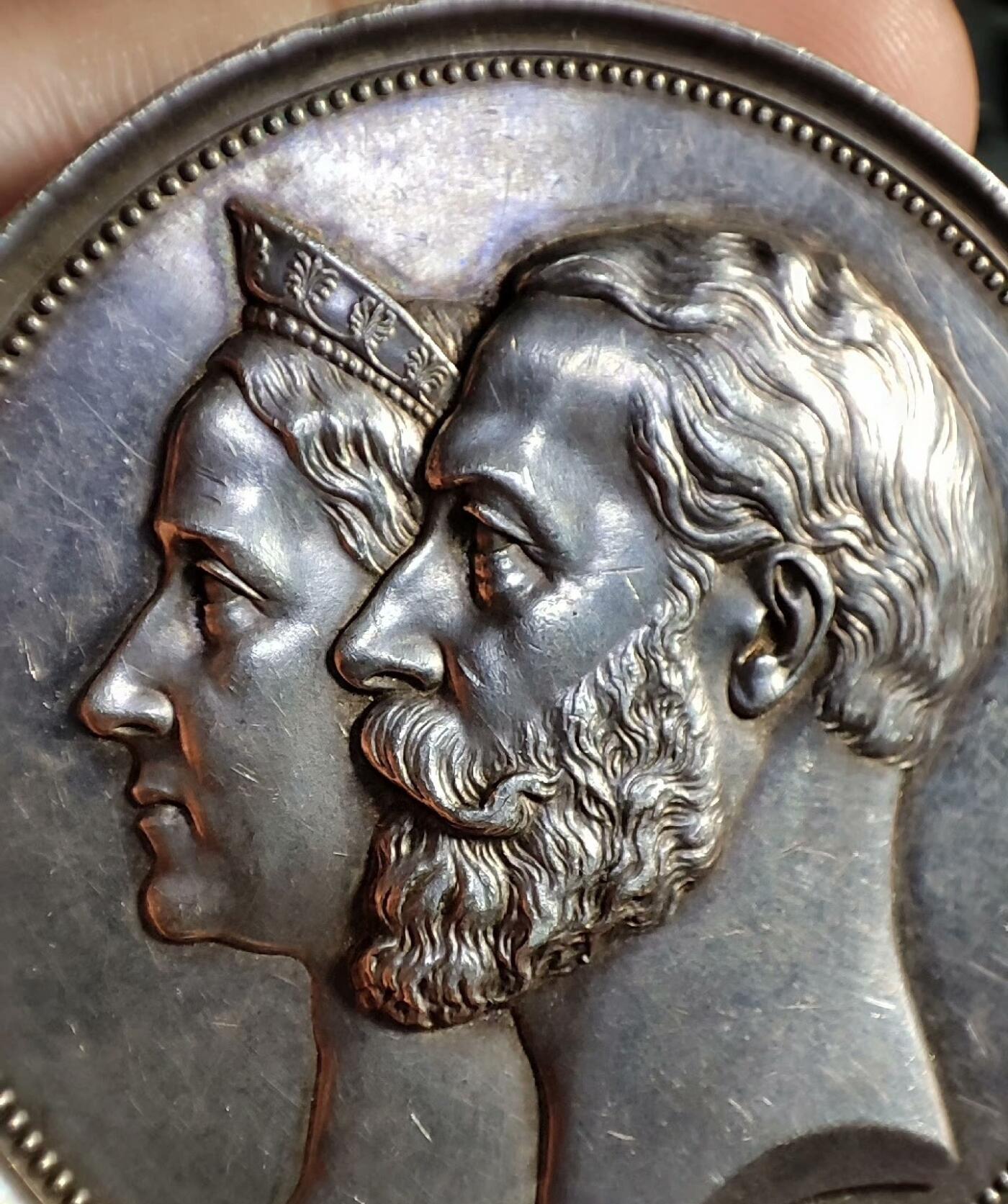 欧洲章牌艺术 周五九点 少见品种1883年德国巴登城市景观大银章