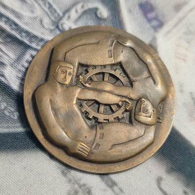 欧洲章牌艺术 周五九点 法国装饰艺术铜章1969