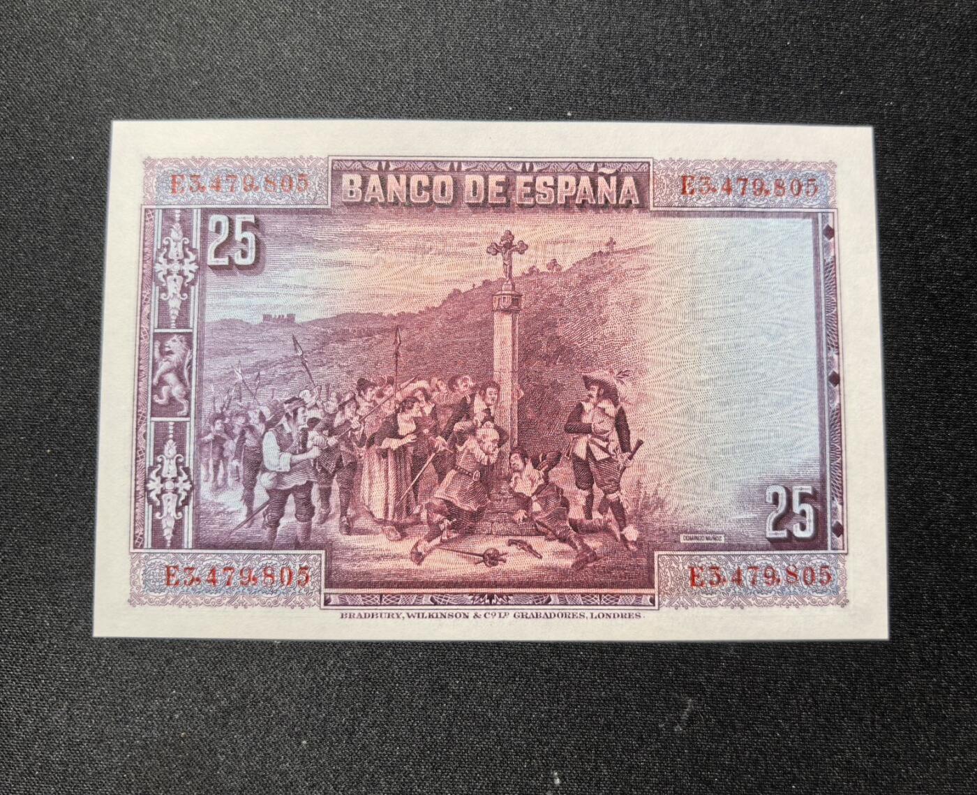 收藏联盟Quantum Auction 第360期拍卖  西班牙1928年25比塞塔 品相UNC 边角微瑕 