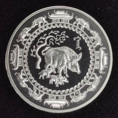 巴斯克收藏第290期 纪念币专场 7月23/24/25号三场连拍 全场包邮 - 蒙古国 2007年 500图格里克精制纪念银币 猪年-农历新年系列