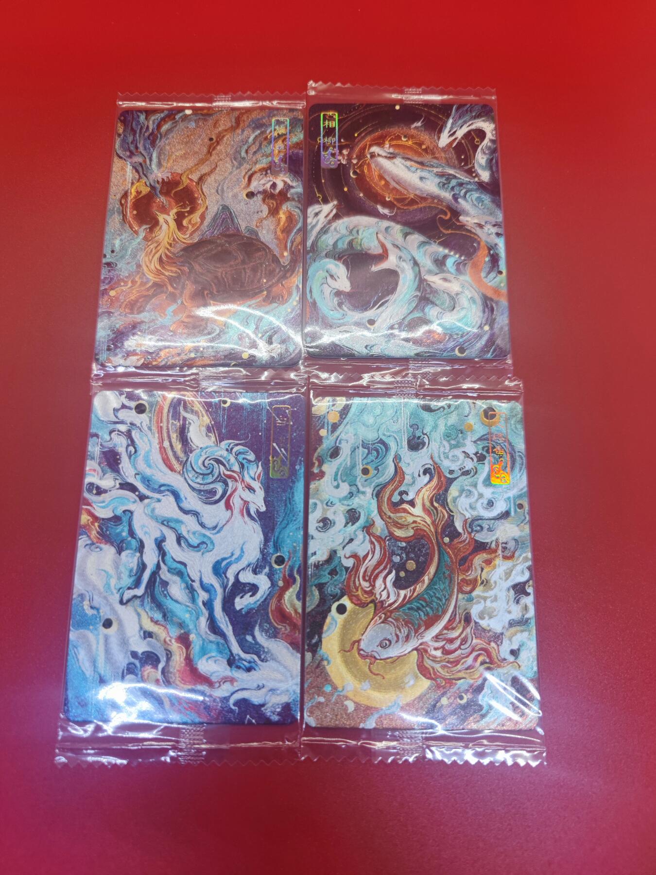 妖精的尾巴卡牌拍卖第二十一期(收拍品) 可可瑞听粗闪食品卡上古神兽第二弹一套4张（原包）