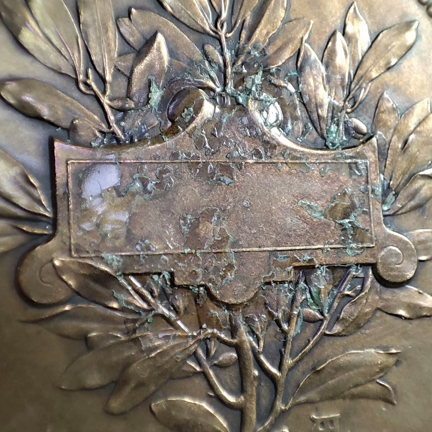 欧洲章牌艺术 周五九点 法国玛丽安娜铜章 边小磕碰，背有些胶残留物