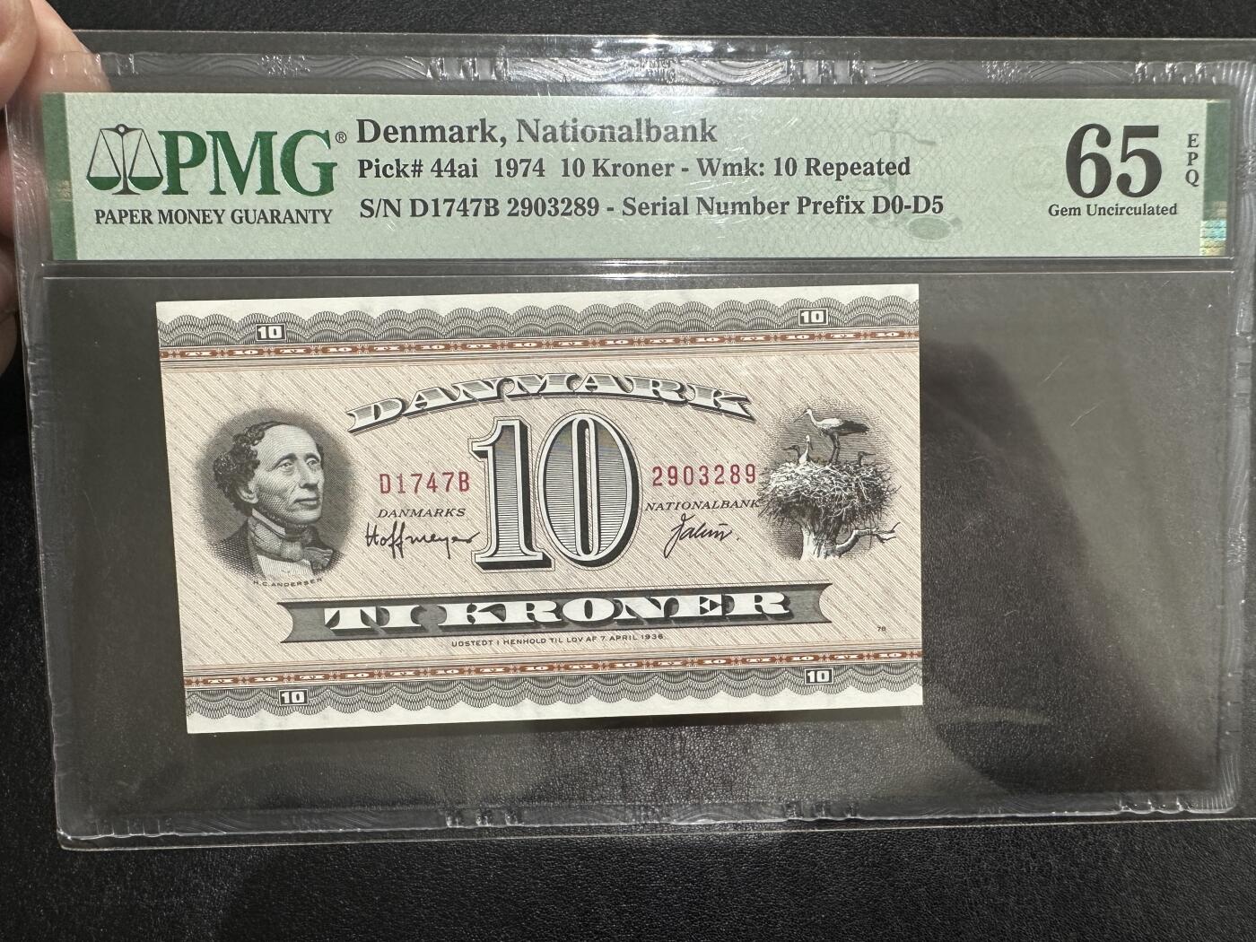 《外钞收藏家》第三百九十期 1974年丹麦10克朗 PMG65