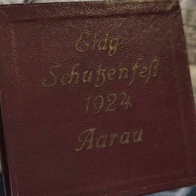 欧洲章牌艺术 周五九点 瑞士射击节百年铜章1924原盒