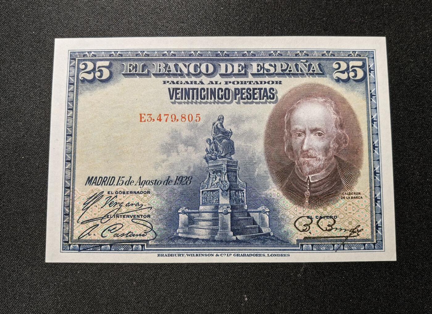 收藏联盟Quantum Auction 第360期拍卖  西班牙1928年25比塞塔 品相UNC 边角微瑕 