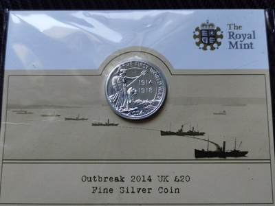 道一币馆币章第七十八场 - 原包装 英国2014年一战百年20镑精制纪念银币