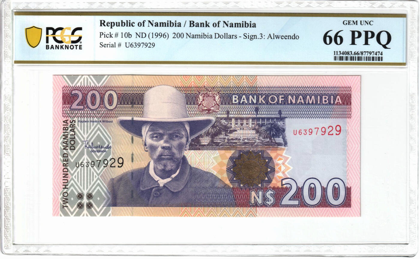 【Blue Auction】✨世界纸币精拍第503期【精】 纳米比亚 1996年200元 PCGS66EPQ 该评级唯一冠军分