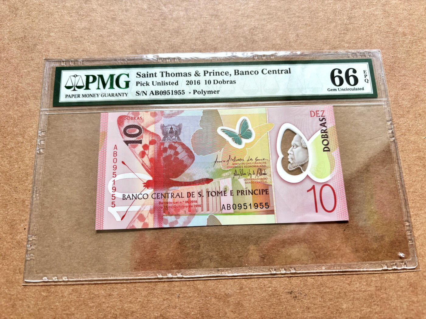 【Blue Auction】✨世界纸币精拍第503期【精】 【无47】圣多美和普林西比 2016年10多布拉 PMG66EPQ 