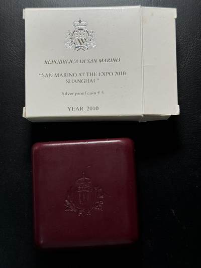 💫第六十三场💫本期有1858年超级老币、pmg冠军分、pmg仅5枚记录等众多好货！ - 圣马力诺2010年上海世博会精制纪念银币，少见品种！
