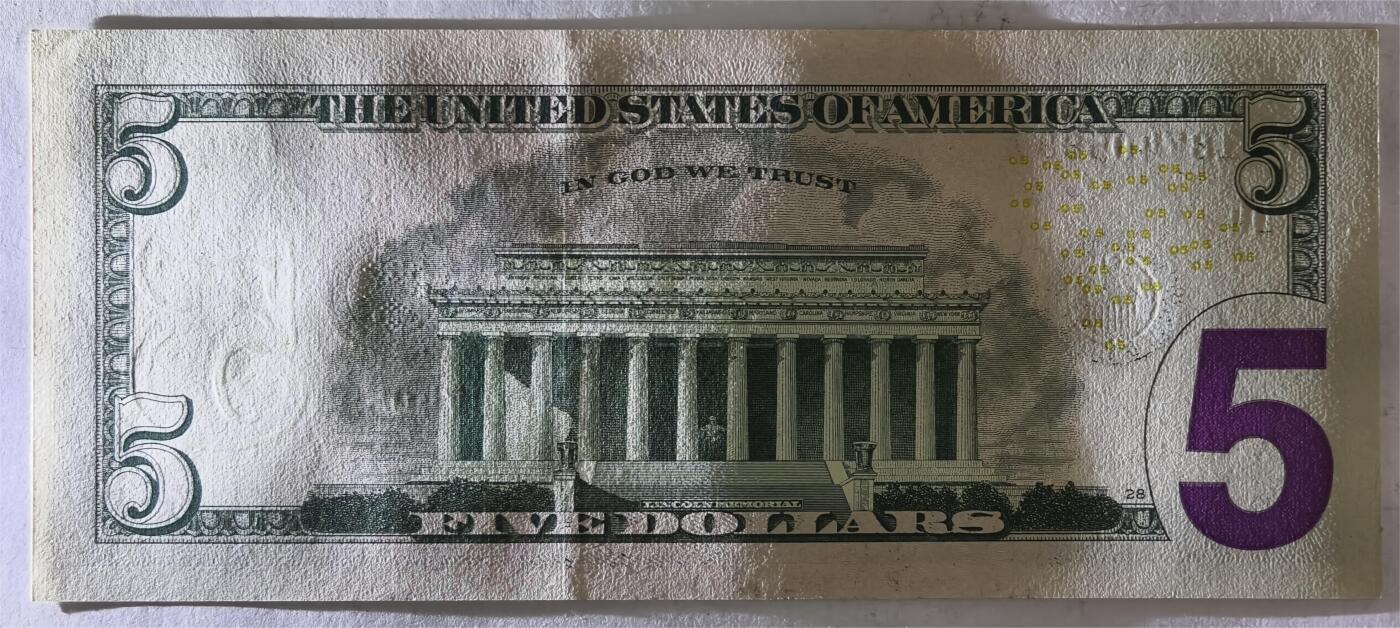 紫瑗钱币——第383期拍卖——纸币场 美国 2017年 D版 A序列 亚伯拉罕·林肯 5美元 彩色版 UNC