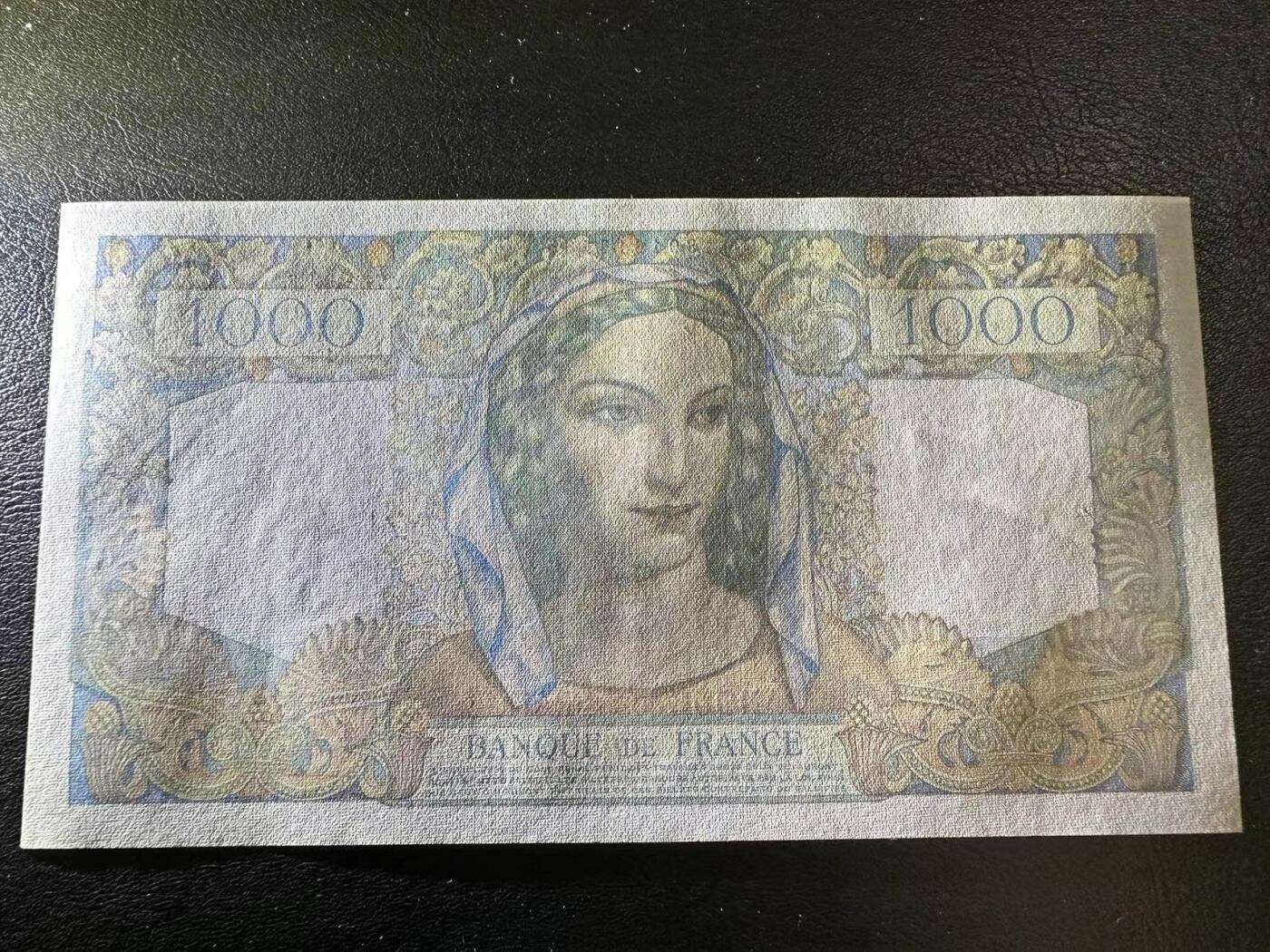 【Blue Auction】✨世界纸币精拍第503期【精】 【无47】法国 1949年1000法郎 UNC-针孔 