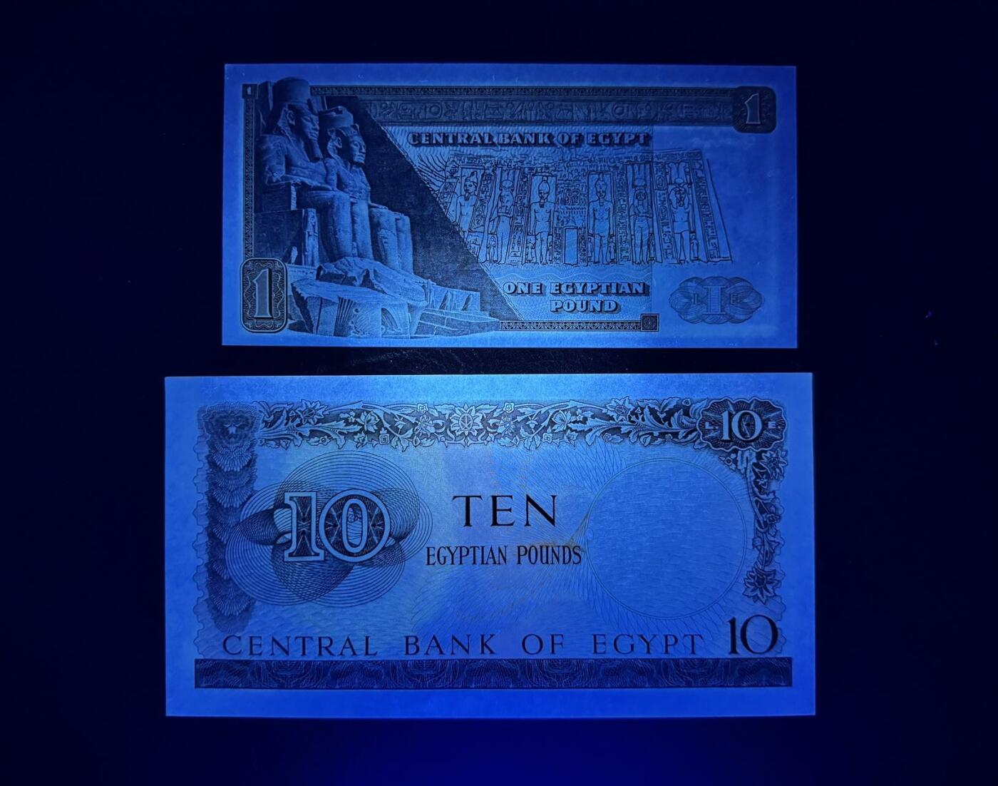 收藏联盟Quantum Auction 第360期拍卖  埃及1973年版1镑和1961年版10镑 品相UNC 10镑边角微瑕