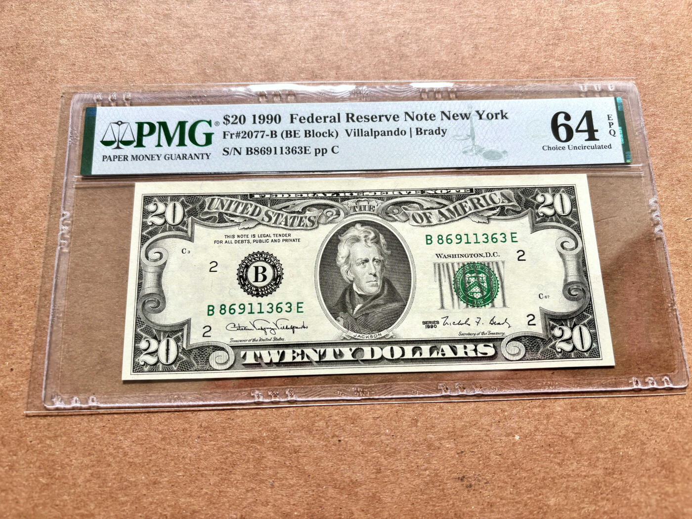 【Blue Auction】✨世界纸币精拍第503期【精】 【无47】美国 1990年20美金 PMG64EPQ 