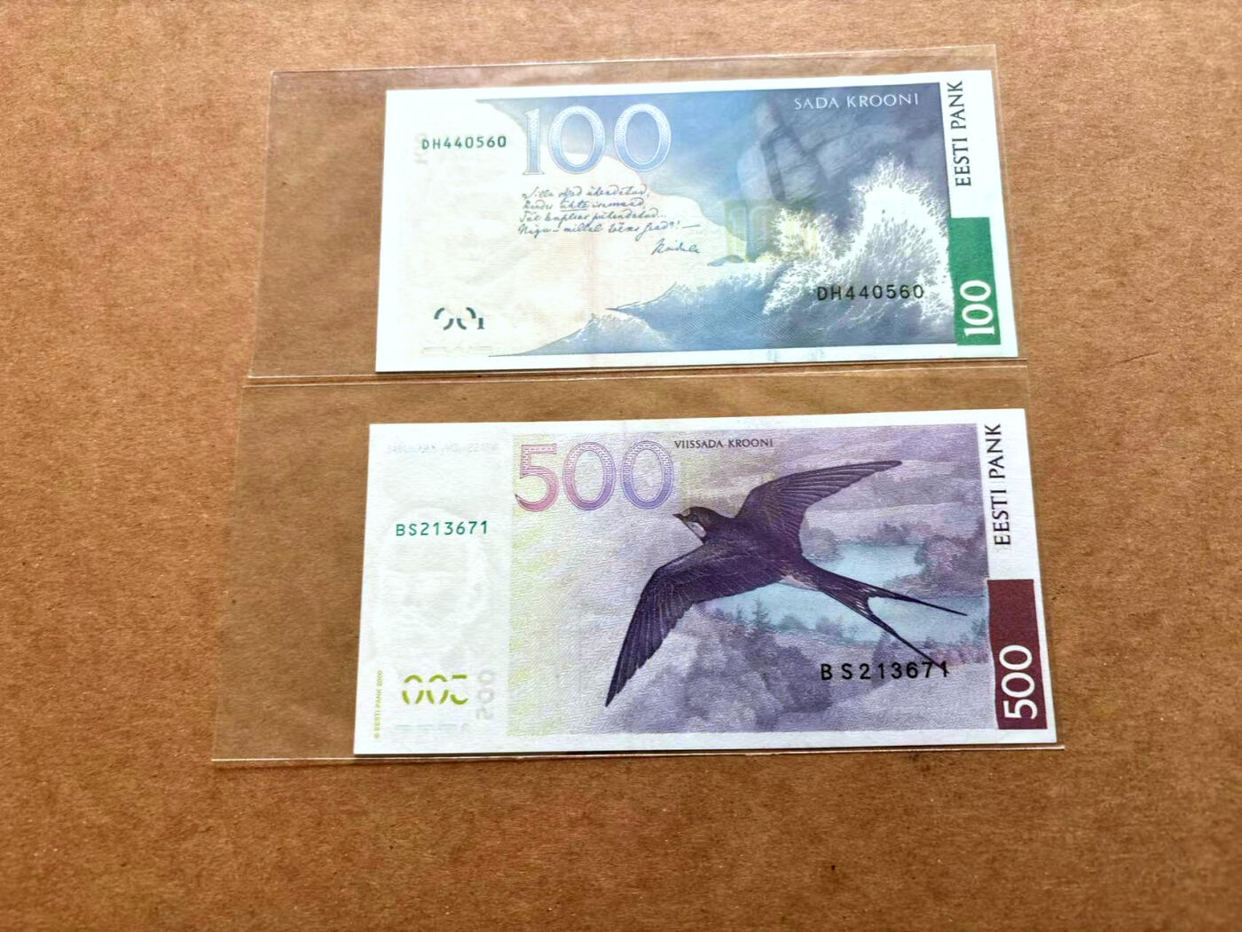 【Blue Auction】✨世界纸币精拍第503期【精】 【一组2张】爱沙尼亚 2000-2007年100-500克朗 UNC/UNC-