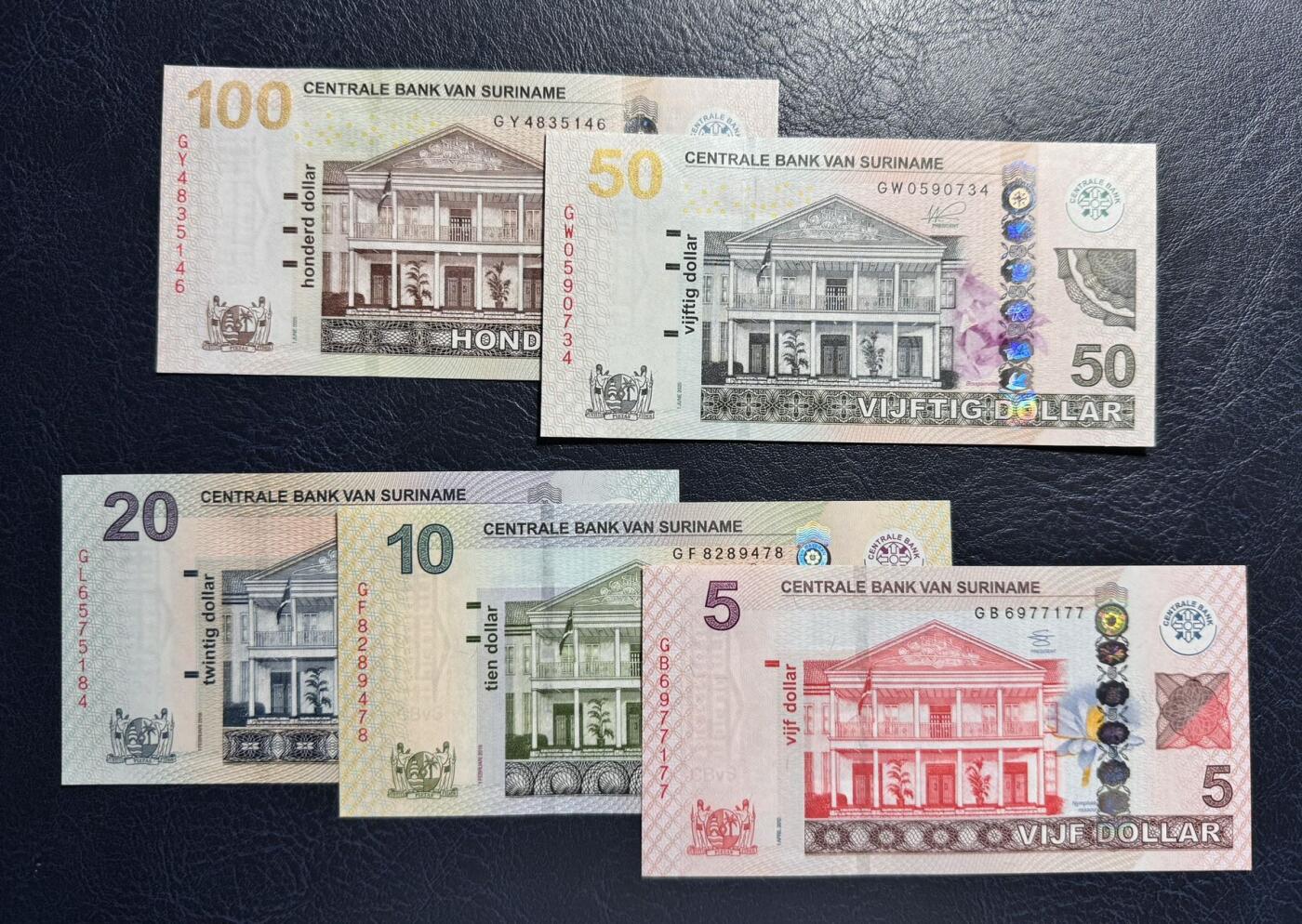 收藏联盟Quantum Auction 第360期拍卖  苏里南2019年5到100元一套 品相全新UNC