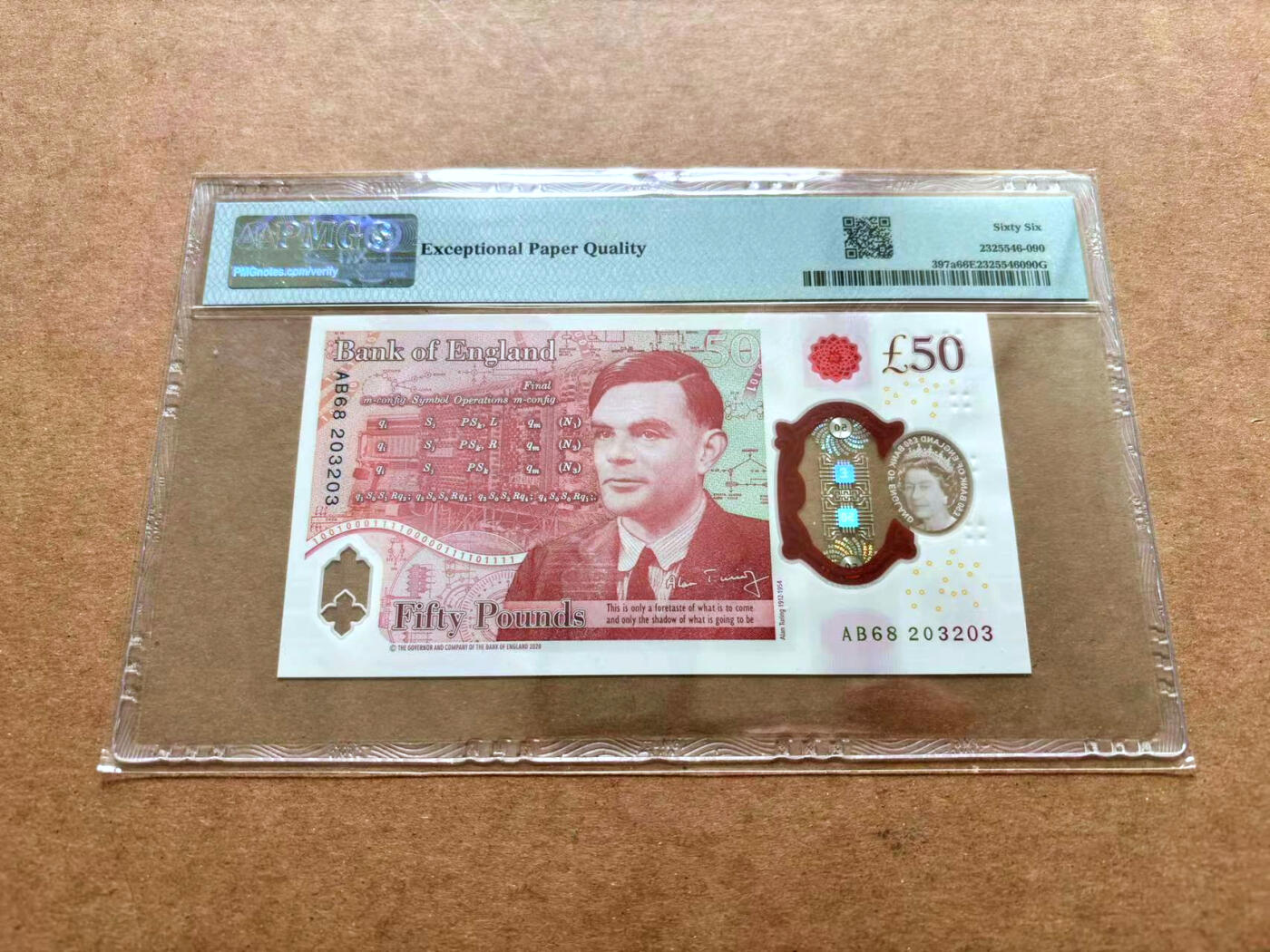 【Blue Auction】✨世界纸币精拍第503期【精】 【203203重复号】英国 2021年50镑 PMG66EPQ 