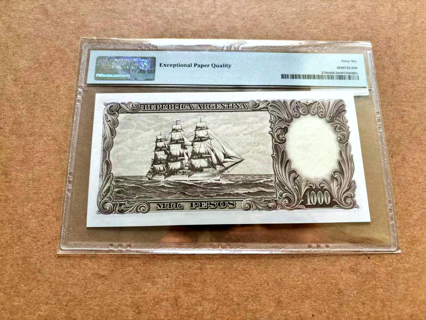 【Blue Auction】✨世界纸币精拍第503期【精】 阿根廷 1966-69年1000比索 高值 PMG66EPQ 