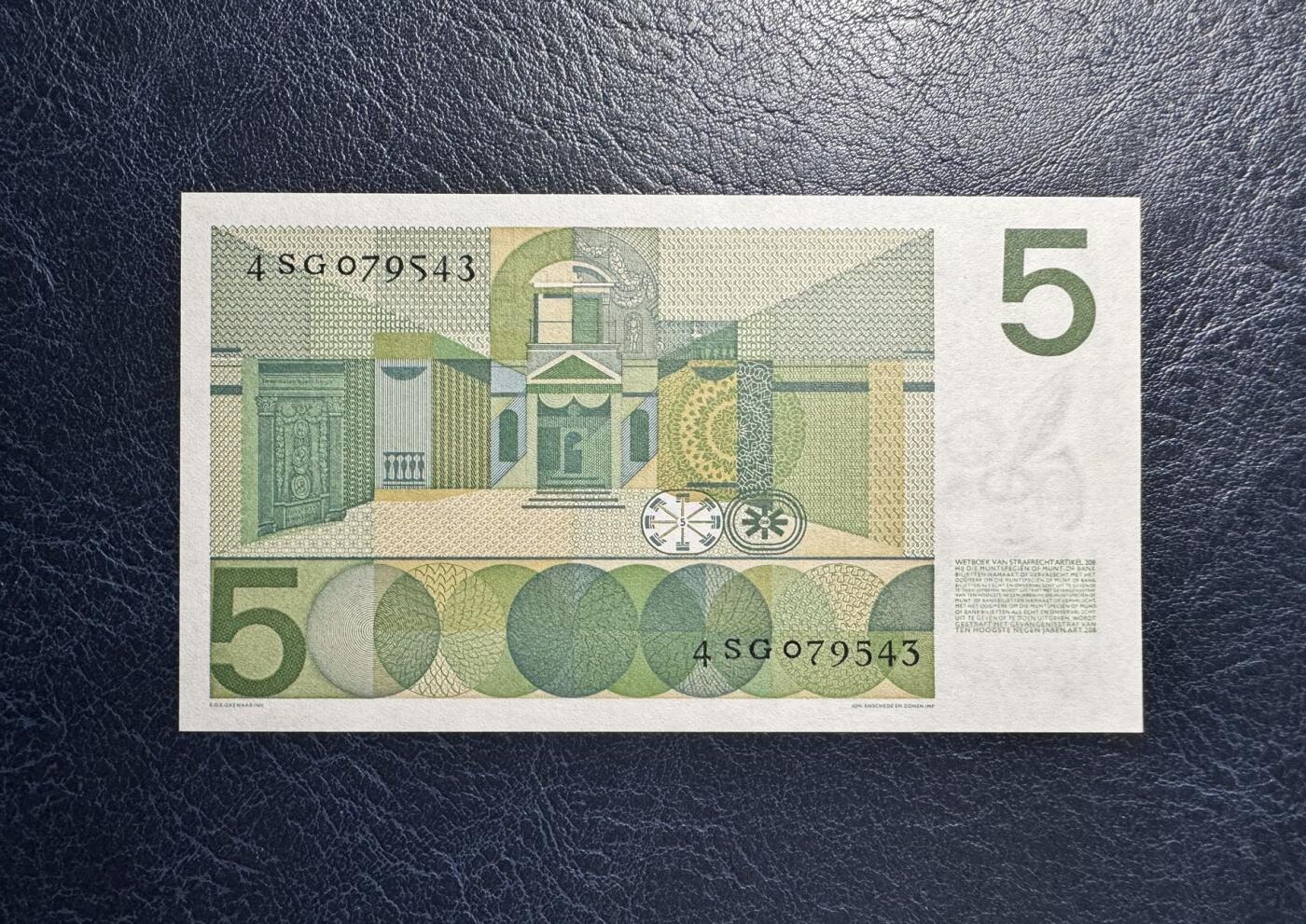 收藏联盟Quantum Auction 第360期拍卖  荷兰1966年5盾 品相全新UNC 诗人 冯德尔