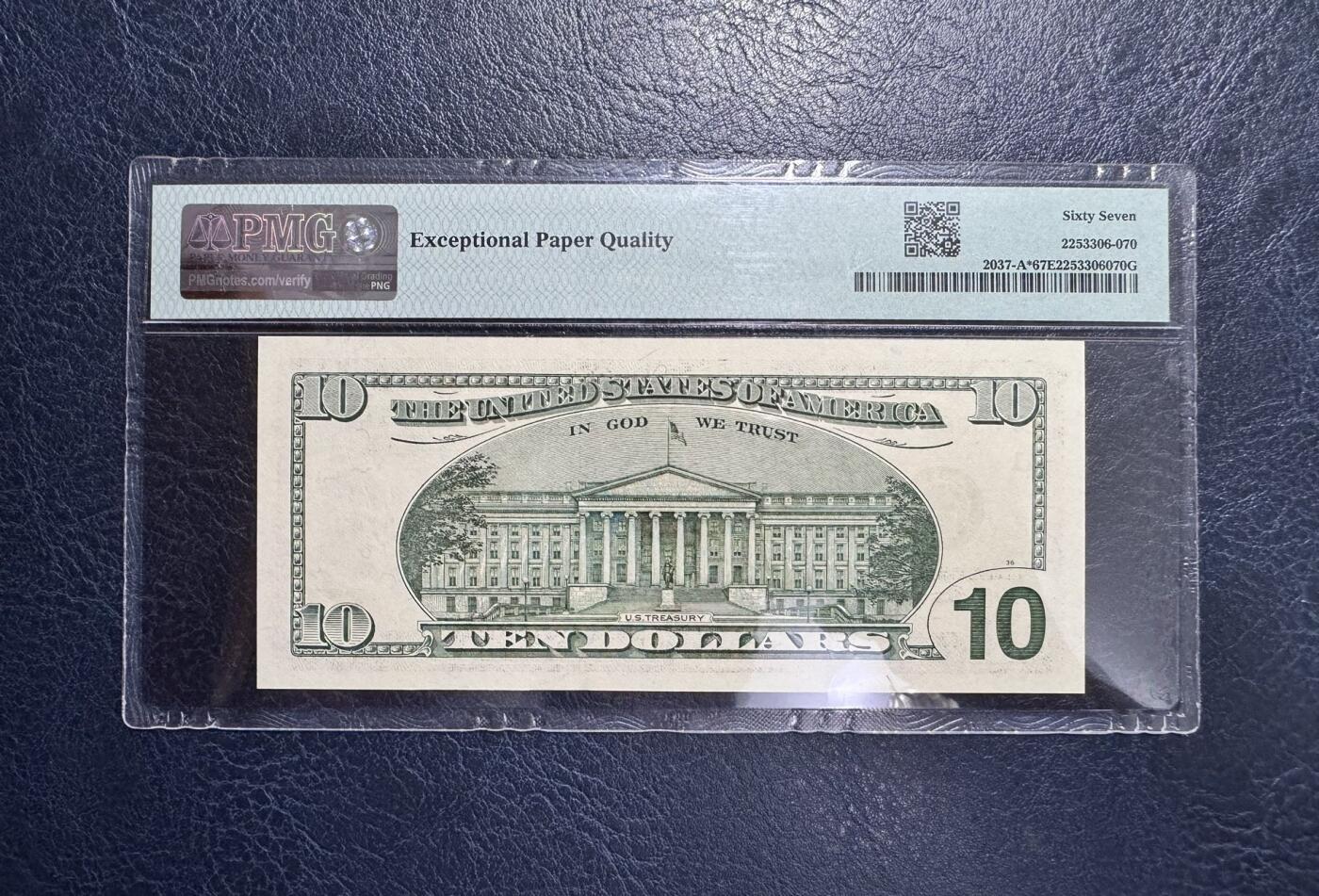 收藏联盟Quantum Auction 第360期拍卖  美国联邦2003年10元星补号 PMG67