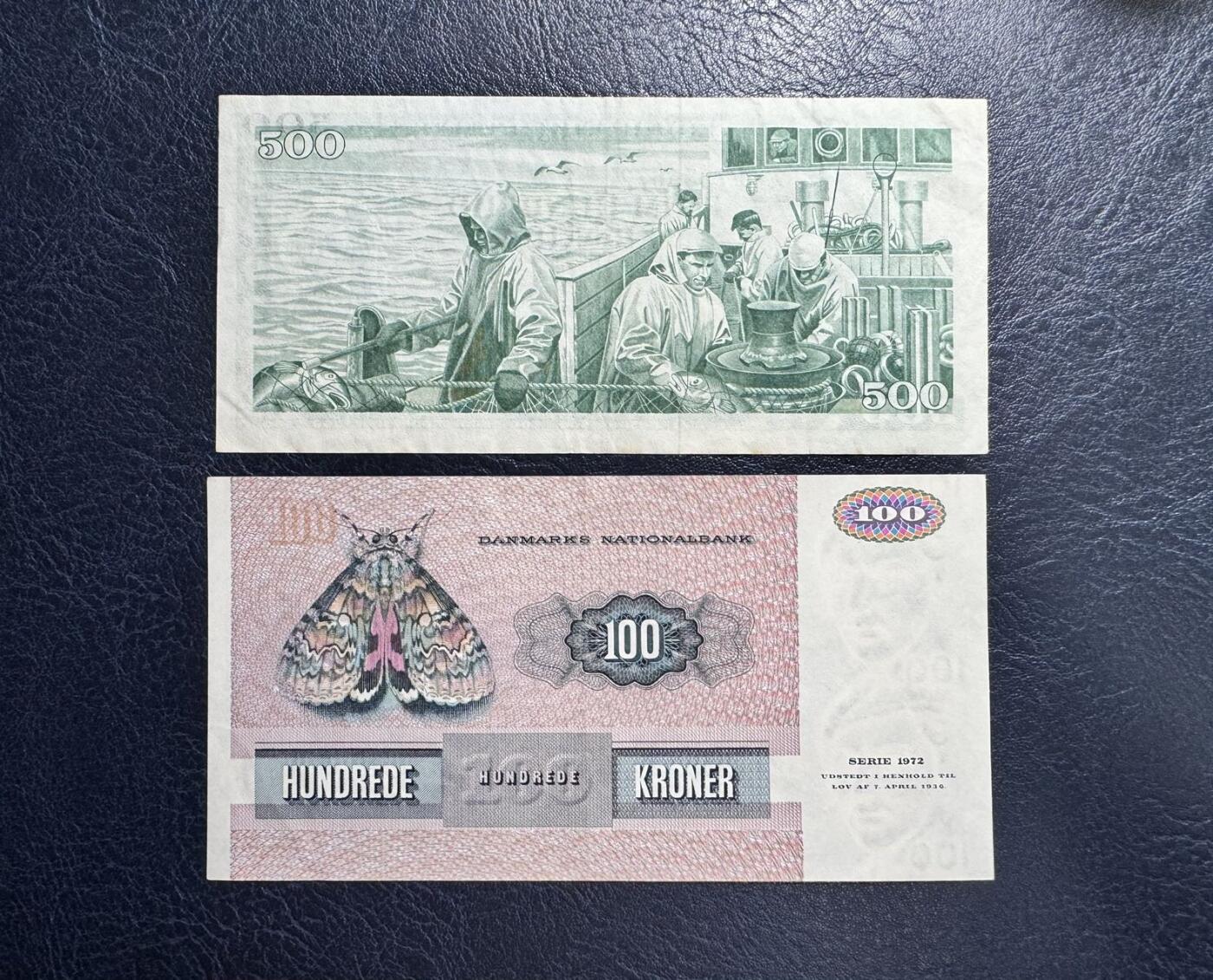 收藏联盟Quantum Auction 第360期拍卖  冰岛1961年500克朗和丹麦1984年100克朗 非全新 品相如图