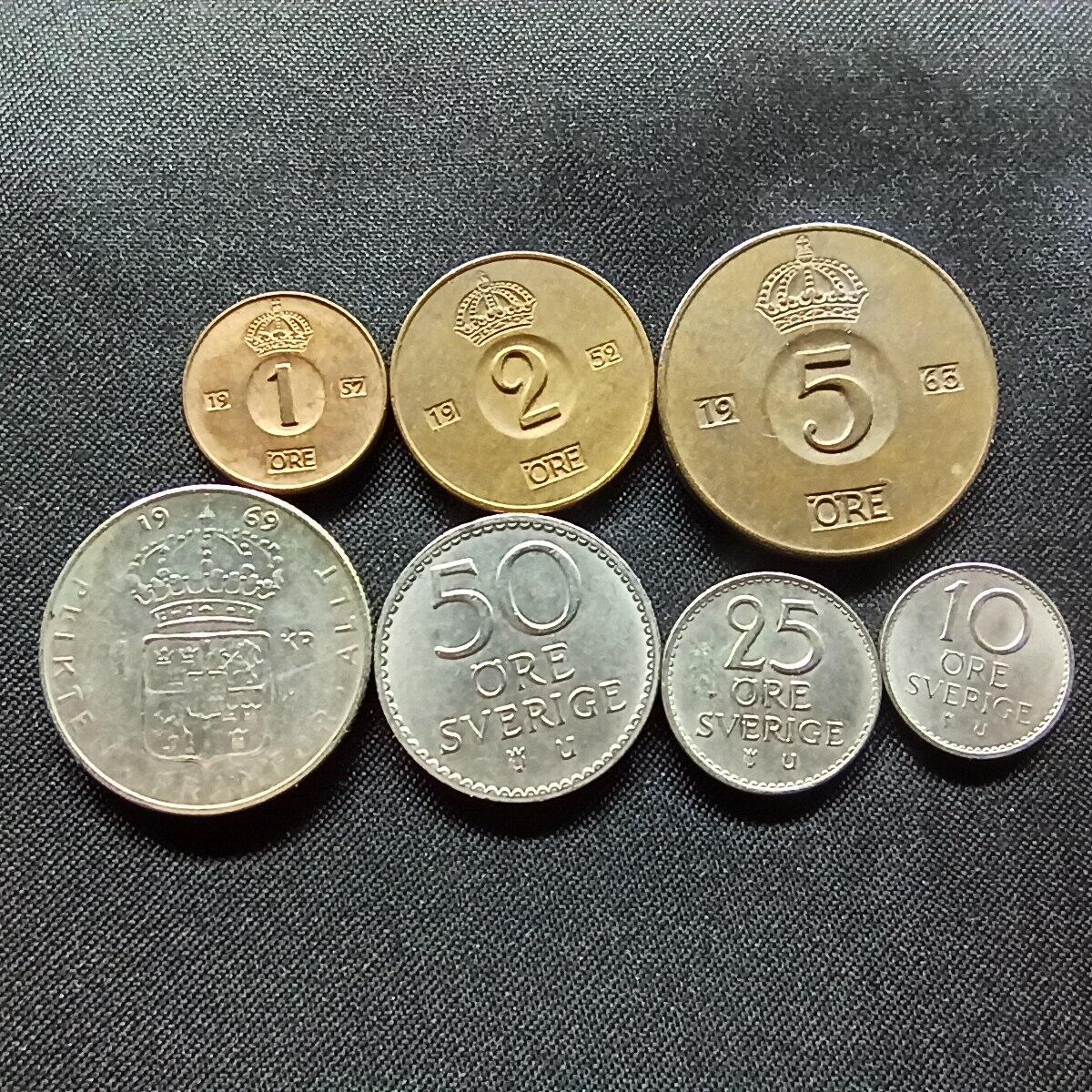 邮泉阁限时拍卖第十二场 各国硬币专场 瑞典古斯塔夫六世阿道夫国王7枚