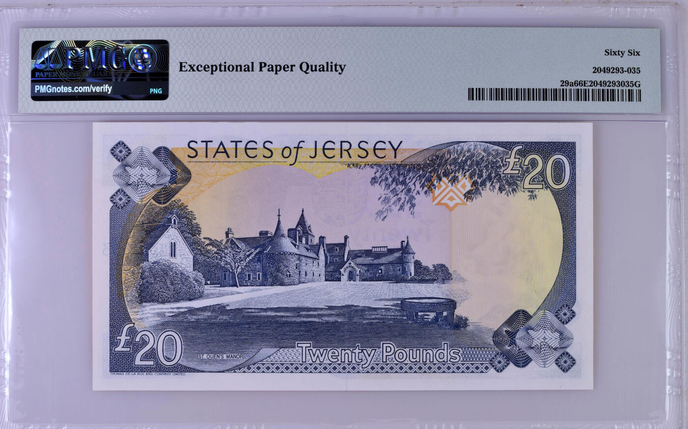 【Blue Auction】✨世界纸币精拍第503期【精】 【000333双豹子号 百位小号】泽西 2000年20镑 女王 PMG66EPQ 